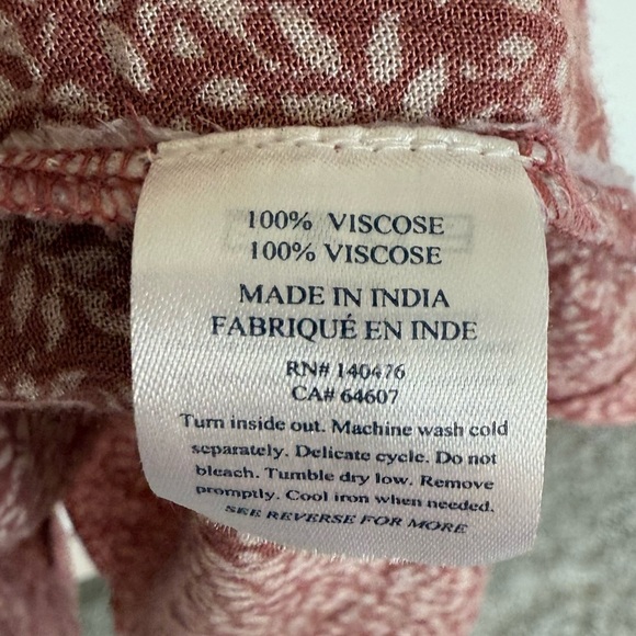 Faherty Montara Leaf Batik Long Sleeve Dress Pink Floral Casual Boho Women Small - Picture 11 of 16